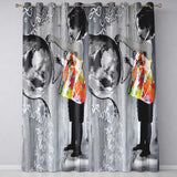 Girl Painting Globe Colour Splash Graffiti Vibrant Elegant Artwork for Home Decor Readymade Eyelet Ring Top Thermal 100% Blackout Curtains