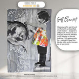 Girl Painting Globe Colour Splash Graffiti, Decorative Wall Art Style, Comfortable Everyday Use - Super Soft Fleece Blanket Bed Sofa Throw
