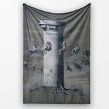 Children Around Watchtower Dark Political Graffiti, All Season Comfort, Stylish Room Decoration - Super Soft Fleece Blanket Bed Sofa Throw
