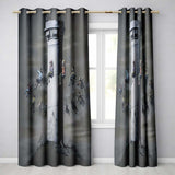 Children Around Watchtower Dark Political Graffiti Decorative Artistic Home Decor Readymade Eyelet Ring Top Thermal 100% Blackout Curtains