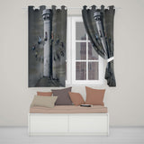 Children Around Watchtower Dark Political Graffiti Decorative Artistic Home Decor Readymade Eyelet Ring Top Thermal 100% Blackout Curtains
