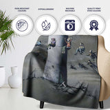 Children Around Watchtower Dark Political Graffiti, All Season Comfort, Stylish Room Decoration - Super Soft Fleece Blanket Bed Sofa Throw