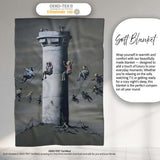 Children Around Watchtower Dark Political Graffiti, All Season Comfort, Stylish Room Decoration - Super Soft Fleece Blanket Bed Sofa Throw