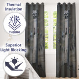 Children Around Watchtower Dark Political Graffiti Decorative Artistic Home Decor Readymade Eyelet Ring Top Thermal 100% Blackout Curtains