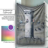 Children Around Watchtower Dark Political Graffiti, All Season Comfort, Stylish Room Decoration - Super Soft Fleece Blanket Bed Sofa Throw