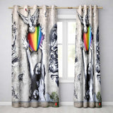 Woman Holding Rainbow Heart Dove Graffiti Vibrant Artistic Artwork for Home Decor Readymade Eyelet Ring Top Thermal 100% Blackout Curtains