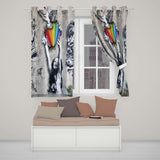 Woman Holding Rainbow Heart Dove Graffiti Vibrant Artistic Artwork for Home Decor Readymade Eyelet Ring Top Thermal 100% Blackout Curtains