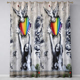Woman Holding Rainbow Heart Dove Graffiti Vibrant Artistic Artwork for Home Decor Readymade Eyelet Ring Top Thermal 100% Blackout Curtains