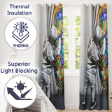 Child Revealing Colourful Graffiti Wall Stylish Expressive Artwork for Home Decor Readymade Eyelet Ring Top Thermal 100% Blackout Curtains