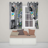 Girl Hanging Art Bottles Blue Yellow Urban Graffiti Stylish Design for Home Decor Readymade Eyelet Ring Top Thermal 100% Blackout Curtains