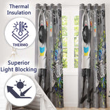 Girl Hanging Art Bottles Blue Yellow Urban Graffiti Stylish Design for Home Decor Readymade Eyelet Ring Top Thermal 100% Blackout Curtains