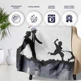 Businessman Drawing Rising Red Graph Children Silhouette, Artistic Comfortable Everyday Comfort - Super Soft Fleece Blanket Bed Sofa Throw