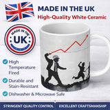 Businessman Drawing Rising Red Graph Children Silhouette 11oz Ceramic Coffee Tea Mug White Large Handle