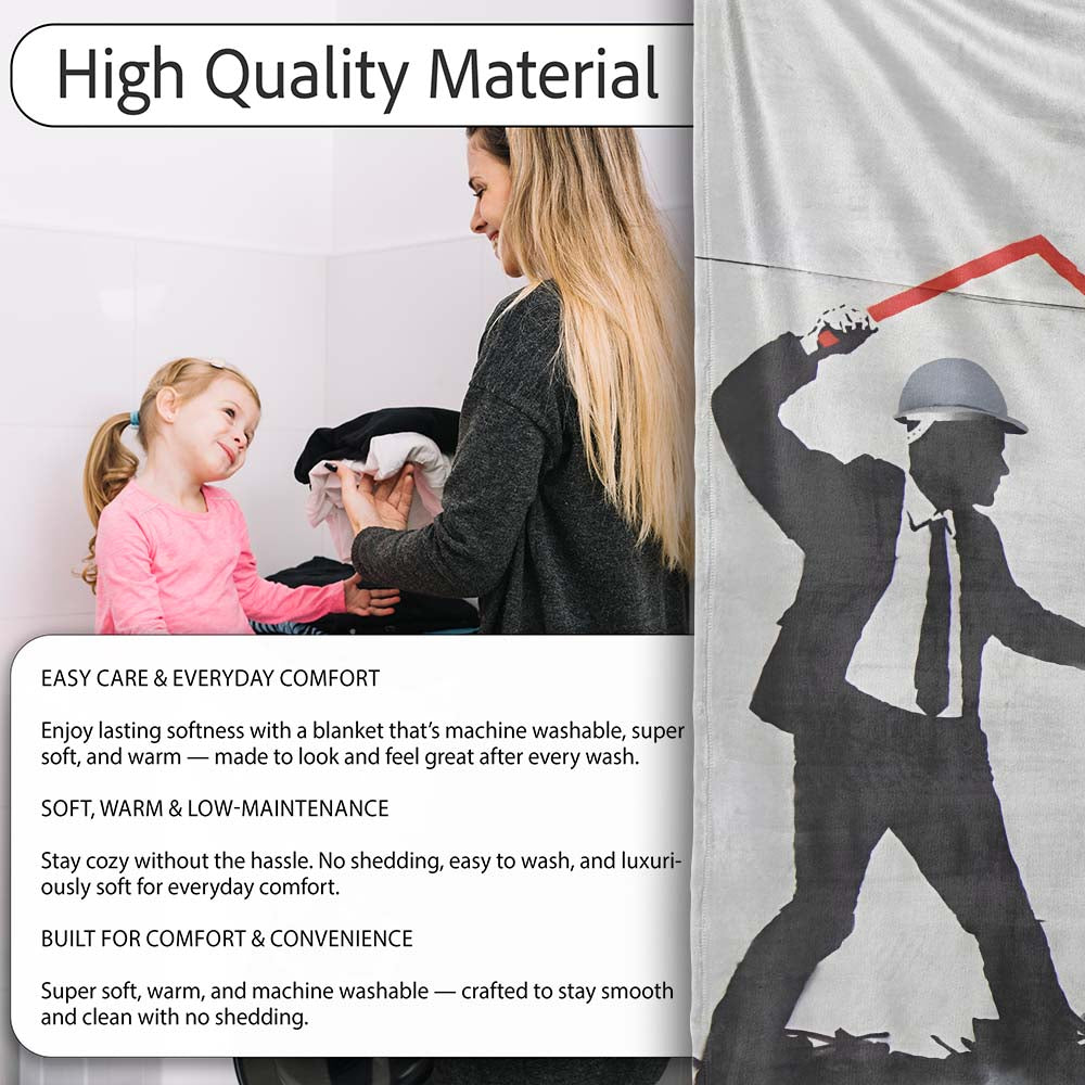 Businessman Drawing Rising Red Graph Children Silhouette, Artistic Comfortable Everyday Comfort - Super Soft Fleece Blanket Bed Sofa Throw