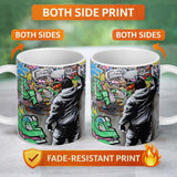 Graffiti Artist Painting Colourful Cartoon Mural 11oz Ceramic Coffee Tea Mug White Large Handle