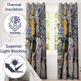 Soldier and Girl Pink Dress Urban Graffiti Modern Timeless Artwork for Home Decor Readymade Eyelet Ring Top Thermal 100% Blackout Curtains