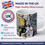 Soldier and Girl Pink Dress Urban Graffiti 11oz Ceramic Coffee Tea Mug White Large Handle