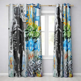 Monochrome Couple Embrace Colourful Graffiti Unique Modern Artwork for Home Decor Readymade Eyelet Ring Top Thermal 100% Blackout Curtains