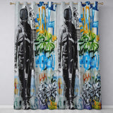 Monochrome Couple Embrace Colourful Graffiti Unique Modern Artwork for Home Decor Readymade Eyelet Ring Top Thermal 100% Blackout Curtains