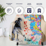 Girl with Umbrella Red Hearts Colourful Graffiti, All Season Comfort, Decorative Wall Art Style - Super Soft Fleece Blanket Bed Sofa Throw