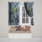 Two Boys Monochrome Urban Graffiti City Scene Bold Elegant Artwork for Home Decor Readymade Eyelet Ring Top Thermal 100% Blackout Curtains