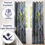 Two Boys Monochrome Urban Graffiti City Scene Bold Elegant Artwork for Home Decor Readymade Eyelet Ring Top Thermal 100% Blackout Curtains