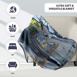 Two Boys Monochrome Urban Graffiti City Scene, All Season Comfort, Thoughtful Housewarming Gift - Super Soft Fleece Blanket Bed Sofa Throw