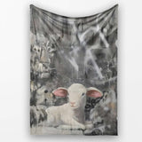 White Lamb Grey Abstract Graffiti Street Art, Comfortable Everyday Use, Stylish Room Decoration - Super Soft Fleece Blanket Bed Sofa Throw
