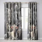 White Lamb Grey Abstract Graffiti Street Art Creative Bold Artwork for Home Decor Readymade Eyelet Ring Top Thermal 100% Blackout Curtains