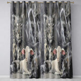 White Lamb Grey Abstract Graffiti Street Art Creative Bold Artwork for Home Decor Readymade Eyelet Ring Top Thermal 100% Blackout Curtains