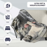 White Lamb Grey Abstract Graffiti Street Art, Comfortable Everyday Use, Stylish Room Decoration - Super Soft Fleece Blanket Bed Sofa Throw