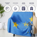 Blue Flag Yellow Stars Worker Political Graffiti, All Season Comfort, Decorative Wall Art Style - Super Soft Fleece Blanket Bed Sofa Throw