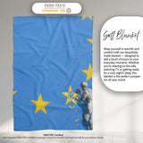 Blue Flag Yellow Stars Worker Political Graffiti, All Season Comfort, Decorative Wall Art Style - Super Soft Fleece Blanket Bed Sofa Throw