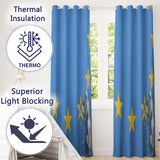 Blue Flag Yellow Stars Worker Political Graffiti Contemporary Artistic Home Decor Readymade Eyelet Ring Top Thermal 100% Blackout Curtains
