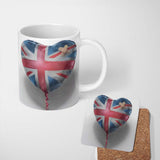 Heart Shaped British Flag Bandage Pop Art 11oz Ceramic Coffee Tea Mug White Large Handle