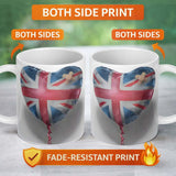 Heart Shaped British Flag Bandage Pop Art 11oz Ceramic Coffee Tea Mug White Large Handle
