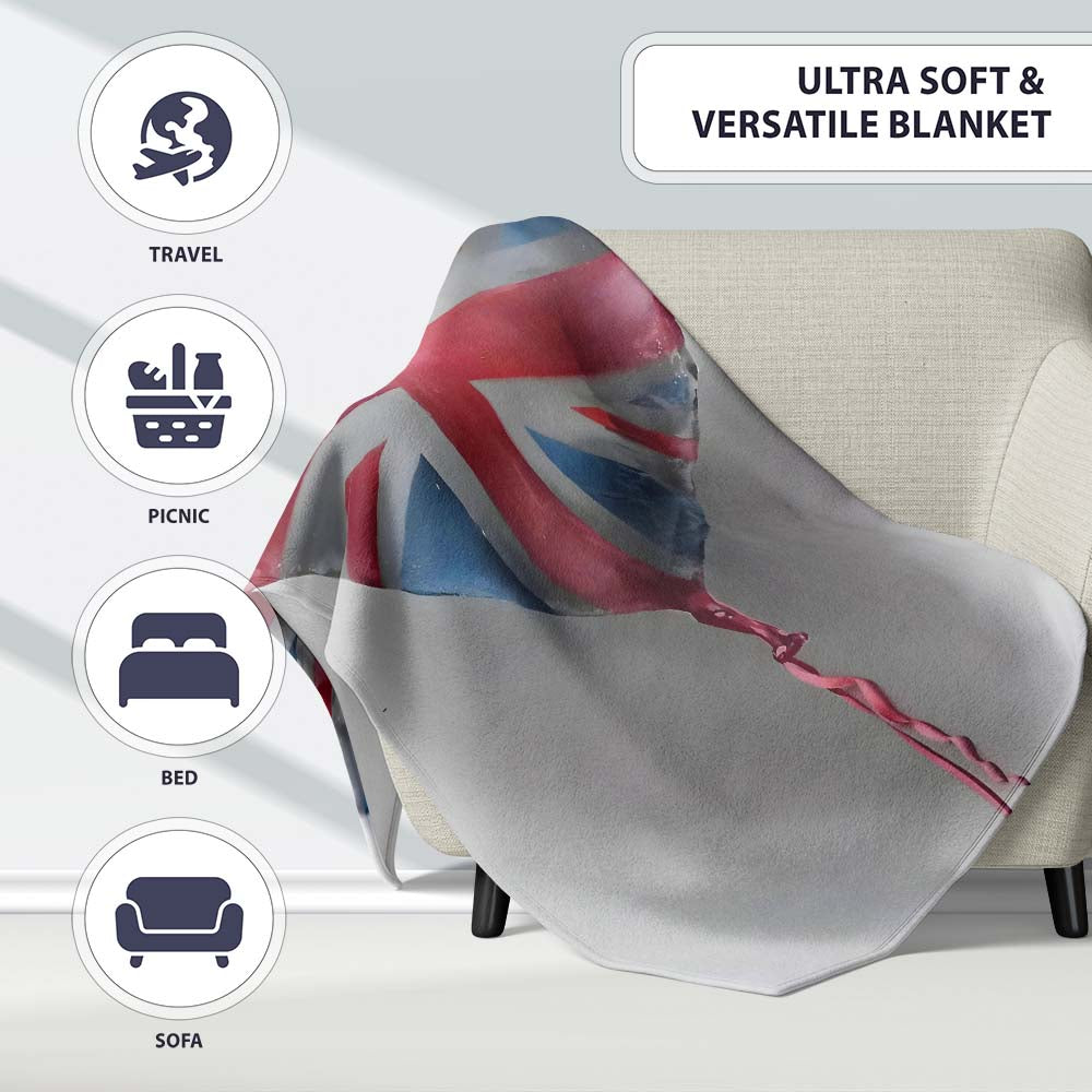Heart Shaped British Flag Bandage Pop Art, Bedroom Living Room Accent, Comfortable Everyday Use - Super Soft Fleece Blanket Bed Sofa Throw