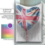 Heart Shaped British Flag Bandage Pop Art, Bedroom Living Room Accent, Comfortable Everyday Use - Super Soft Fleece Blanket Bed Sofa Throw