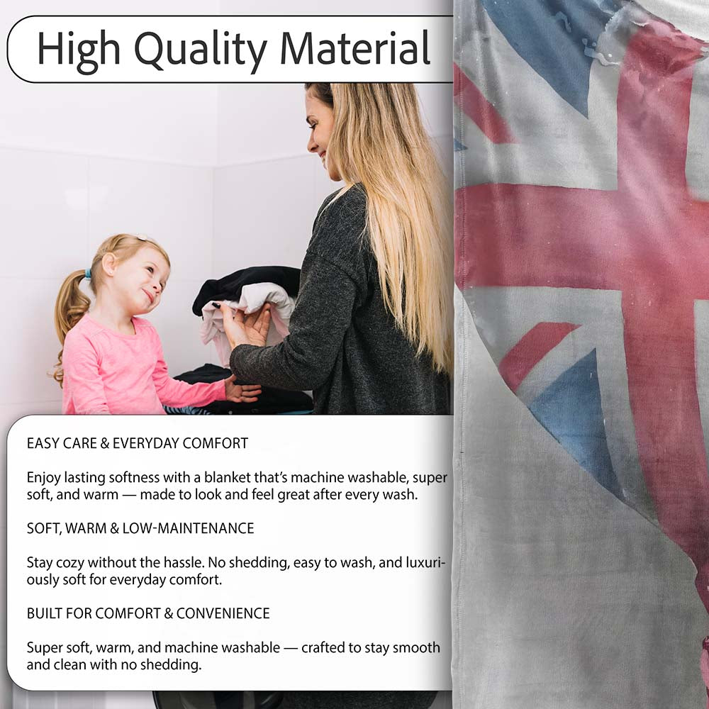 Heart Shaped British Flag Bandage Pop Art, Bedroom Living Room Accent, Comfortable Everyday Use - Super Soft Fleece Blanket Bed Sofa Throw