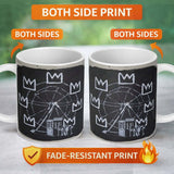 Ferris Wheel Children Crown Monochrome Graffiti 11oz Ceramic Coffee Tea Mug White Large Handle