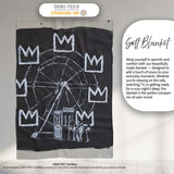 Ferris Wheel Children Crown Monochrome Graffiti, Bedroom Living Room Accent, All Season Comfort - Super Soft Fleece Blanket Bed Sofa Throw