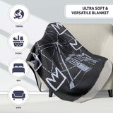 Ferris Wheel Children Crown Monochrome Graffiti, Bedroom Living Room Accent, All Season Comfort - Super Soft Fleece Blanket Bed Sofa Throw