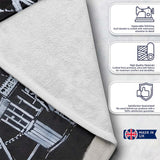 Ferris Wheel Children Crown Monochrome Graffiti, Bedroom Living Room Accent, All Season Comfort - Super Soft Fleece Blanket Bed Sofa Throw