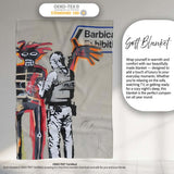 Police Painting Red Skeleton Urban Graffiti, Bedroom Living Room Accent, Unique Artistic Design - Super Soft Fleece Blanket Bed Sofa Throw