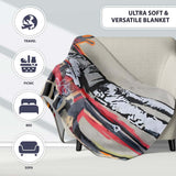 Police Painting Red Skeleton Urban Graffiti, Bedroom Living Room Accent, Unique Artistic Design - Super Soft Fleece Blanket Bed Sofa Throw