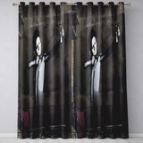 Monochrome Woman Slingshot Dark Street Graffiti Vibrant Artwork for Bedroom Decor Readymade Eyelet Ring Top Thermal 100% Blackout Curtains