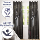 Monochrome Woman Slingshot Dark Street Graffiti Vibrant Artwork for Bedroom Decor Readymade Eyelet Ring Top Thermal 100% Blackout Curtains