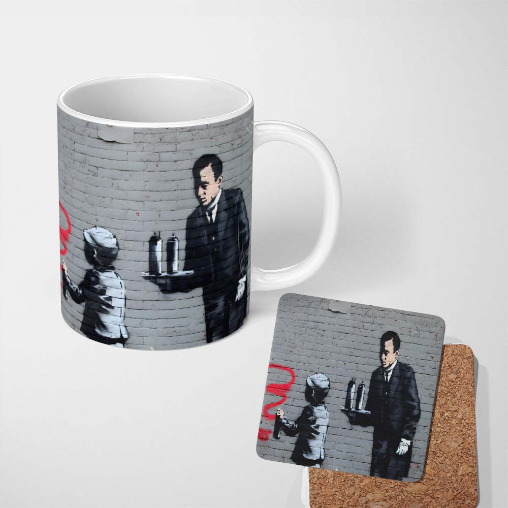 Child Drawing Red Line Butler Urban Graffiti 11oz Ceramic Coffee Tea Mug White Large Handle