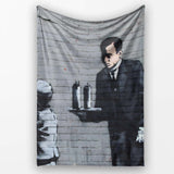 Child Drawing Red Line Butler Urban Graffiti, Comfortable Everyday Use, Stylish Room Decoration - Super Soft Fleece Blanket Bed Sofa Throw