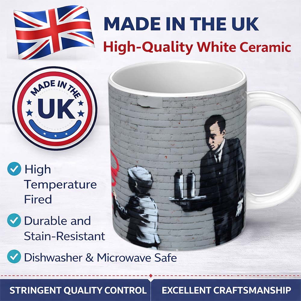 Child Drawing Red Line Butler Urban Graffiti 11oz Ceramic Coffee Tea Mug White Large Handle